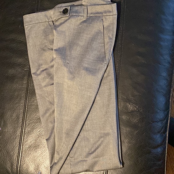 Long grey thin trousers- straight leg, double button waist - Picture 3 of 5